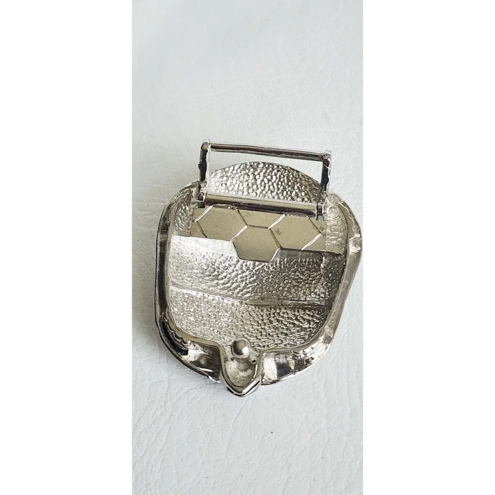 Vintage Silver Tone Turtle Metal Belt Buckle
